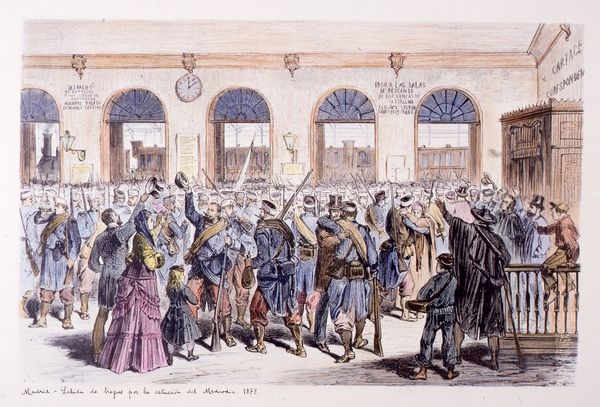 Salida de tropas por la estación del Mediodia. 1873
