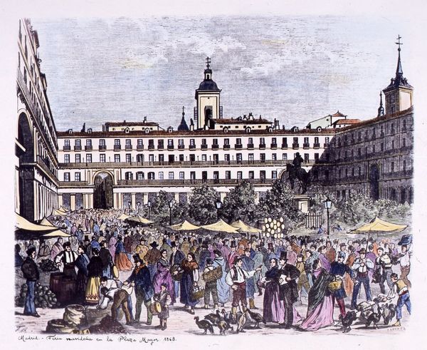 Feria navideña en la Plaza Mayor. 1863