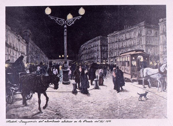 Inauguración del alumbrado eléctrico en la Puerta del Sol. 1878