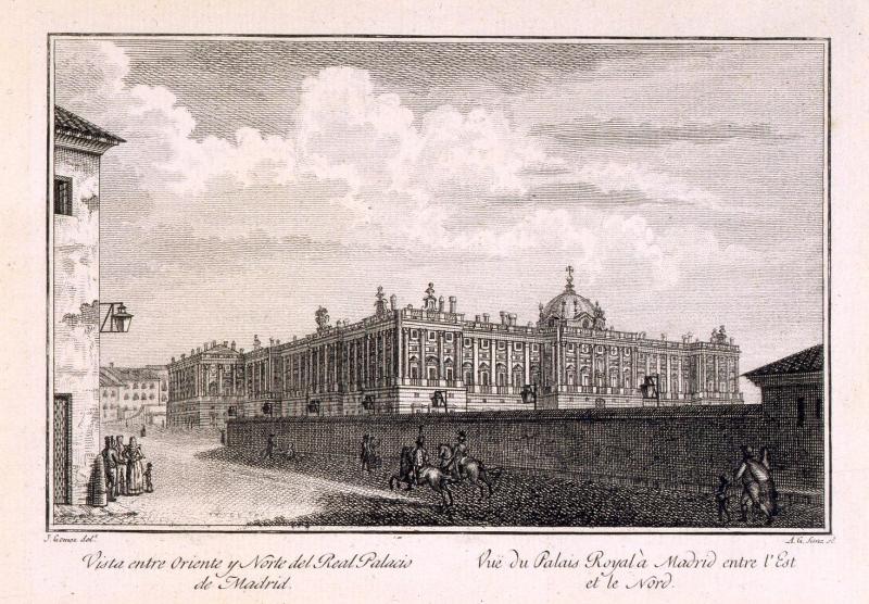 Vista del Real Palacio nuevo de Madrid desde el noreste con la ampliación por Sabatini del ala de San Gil