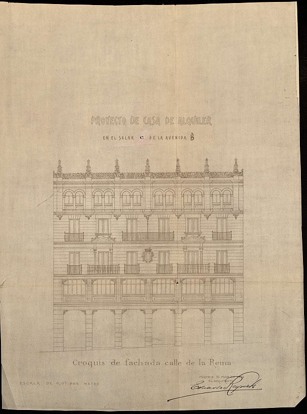 Memoria del proyecto de construcción de dos edificios y oficinas propiedad de la sociedad inmobiliaria Villa de Madrid (en el cual se ubica el Bar Chicote en Gran Vía, 12)