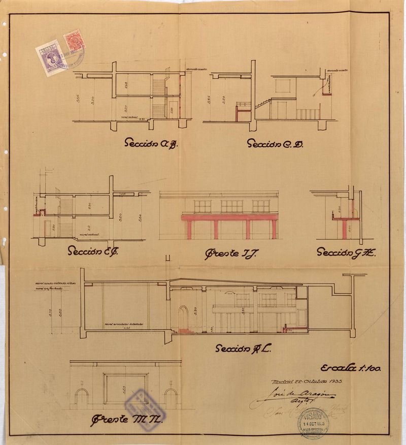 Expediente incoado por Don Antonio Ramos Espejo para obra de reforma en el stano del cine "Rialto" sito en la avenida Eduardo Dato, 10. Edificio Rialto.