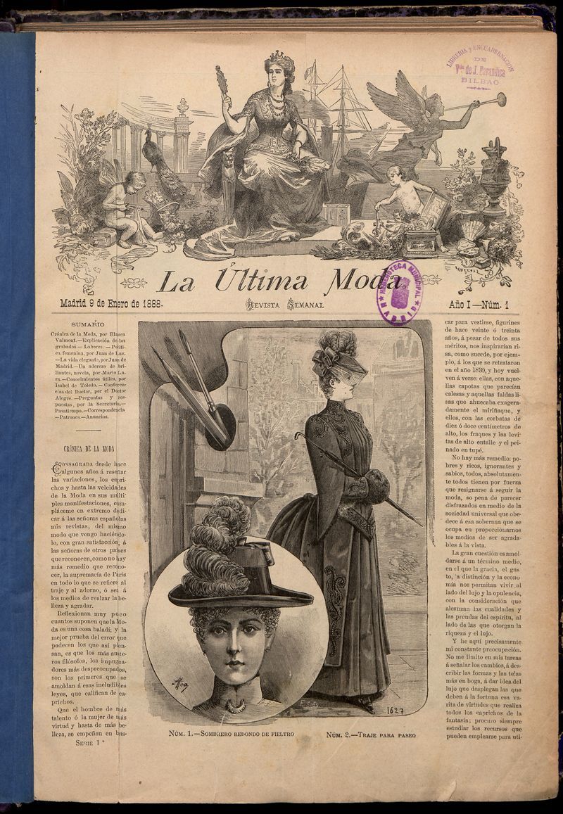 La ltima moda: revista ilustrada hispano-americana, del 9 de enero de 1888