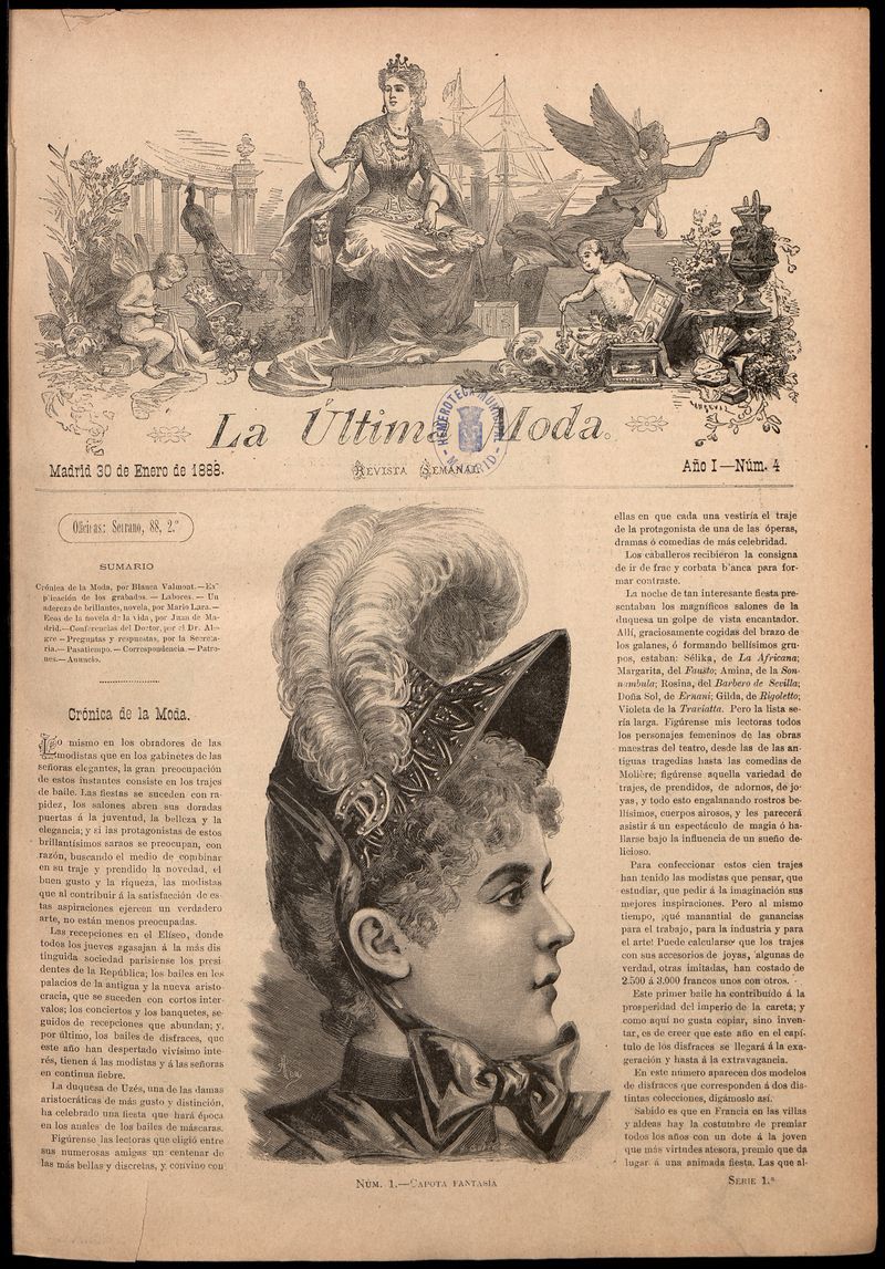 La ltima moda: revista ilustrada hispano-americana, del 30 de enero de 1888
