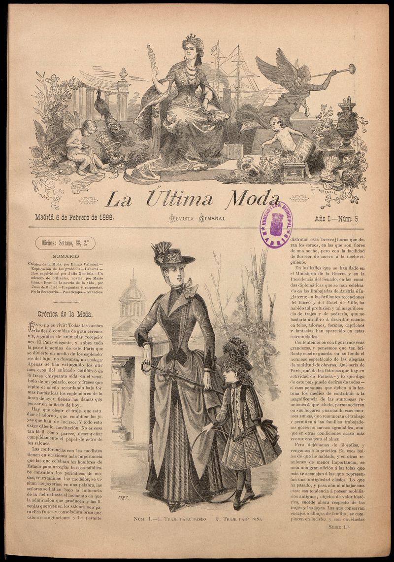 La ltima moda: revista ilustrada hispano-americana, del 6 de febrero de 1888