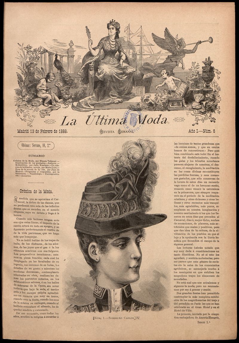 La ltima moda: revista ilustrada hispano-americana, del 13 de febrero de 1888