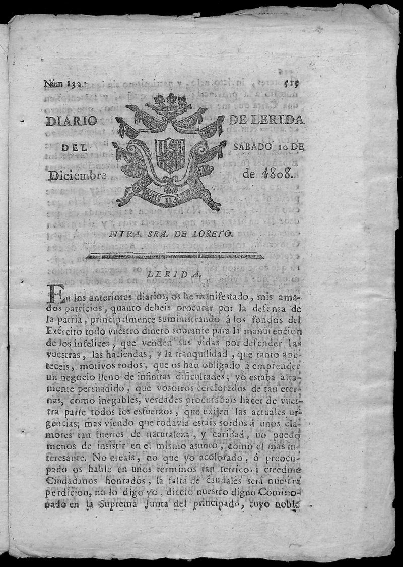 Diario de Lrida del sbado 10 de diciembre de 1808
