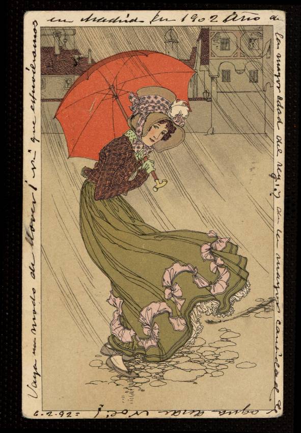 Figura femenina con paraguas