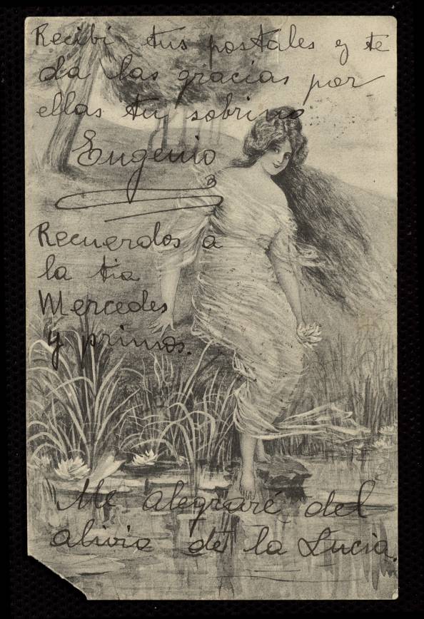 Dibujo de mujer en un arroyo