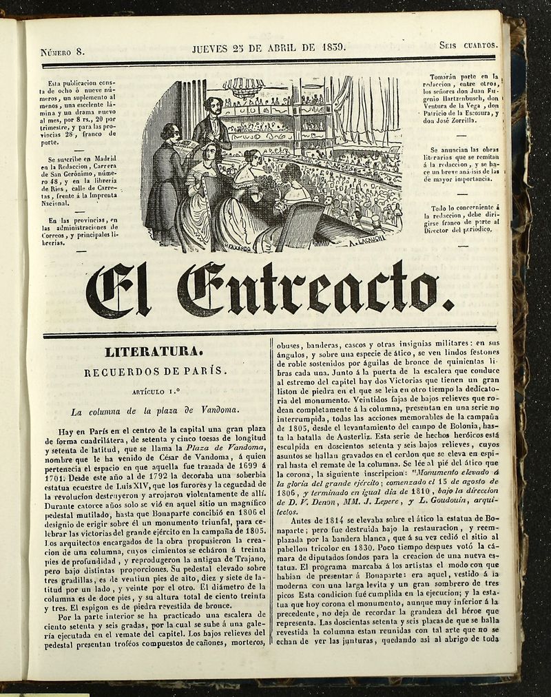 El Entreacto: Peridico de teatro, literatura y artes del 23 de abril de 1839