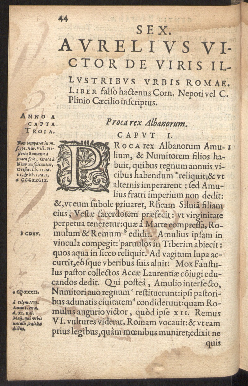 Sex. Aurelii Victoris Historiae Romanae Breviarium... / ex bibliotheca Andreae Schotti cuius etiam notae adiectae sunt...