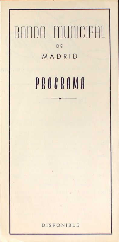 Programa oficial de concierto de la Banda Municipal de Madrid. Paseo del Prado, 15 de mayo de 1956