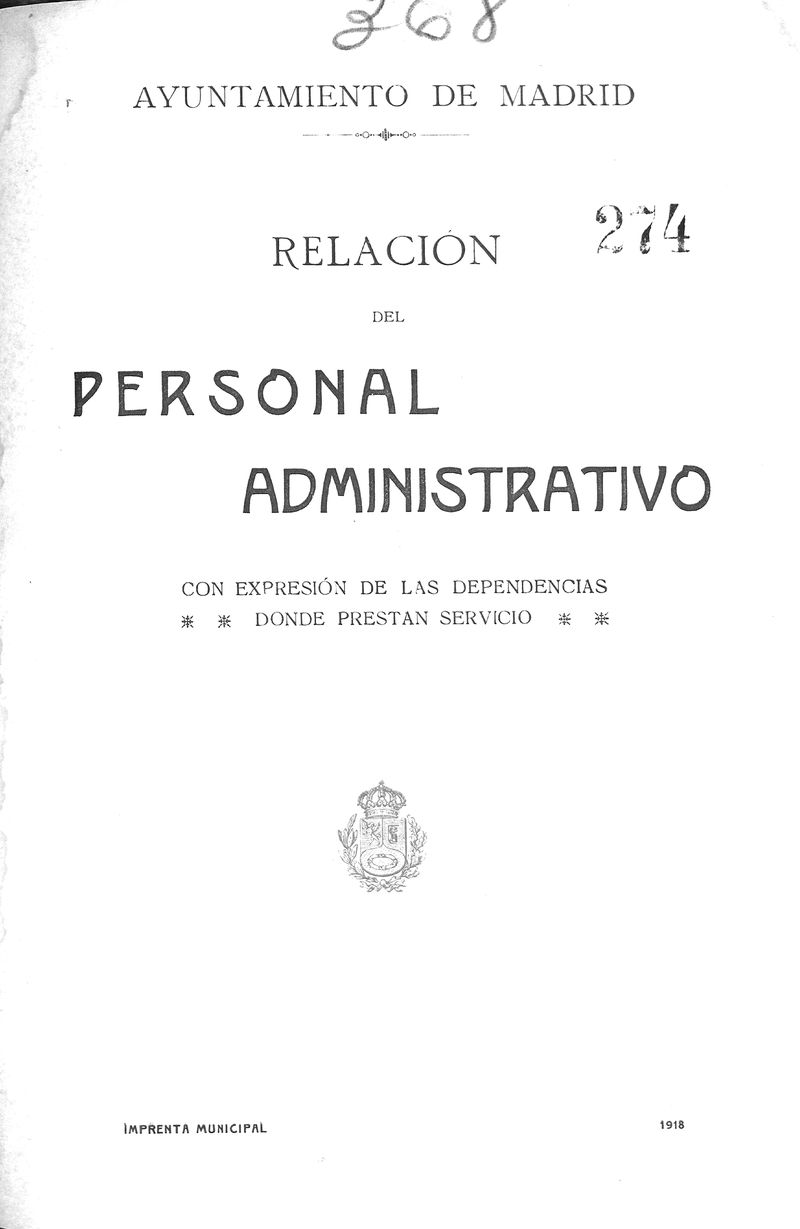 Relación del personal administrativo con expresión de las dependencias donde prestan servicio