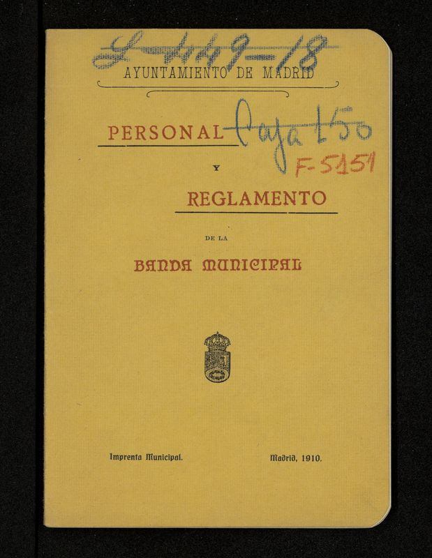 Personal y Reglamento de la Banda Municipal 1910