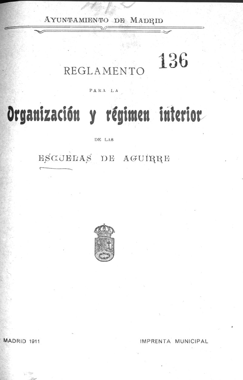 Reglamento para la organización y régimen interior de las escuelas de Aguirre