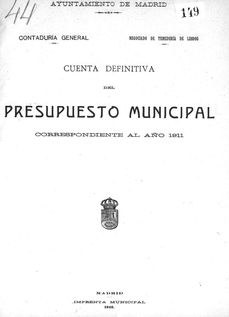 Cuenta definitiva del presupuesto municipal correspondiente al ejercicio de 1911