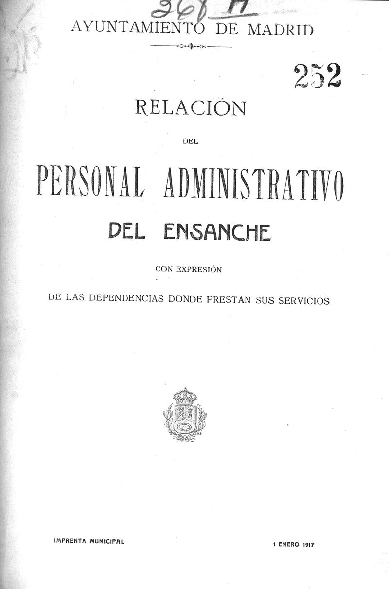 Relacin del personal administrativo del ensanche con expresin de las dependencias donde prestan sus servicios