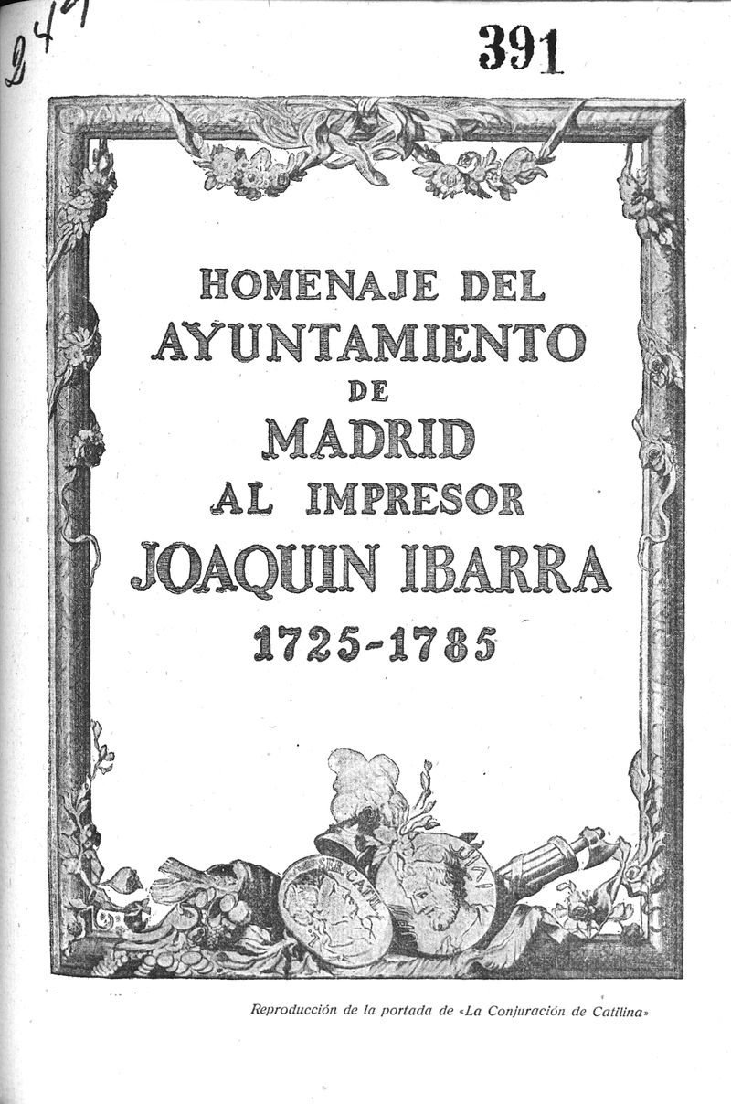 Homenaje del Ayuntamiento al impresor Joaqun Ibarra.