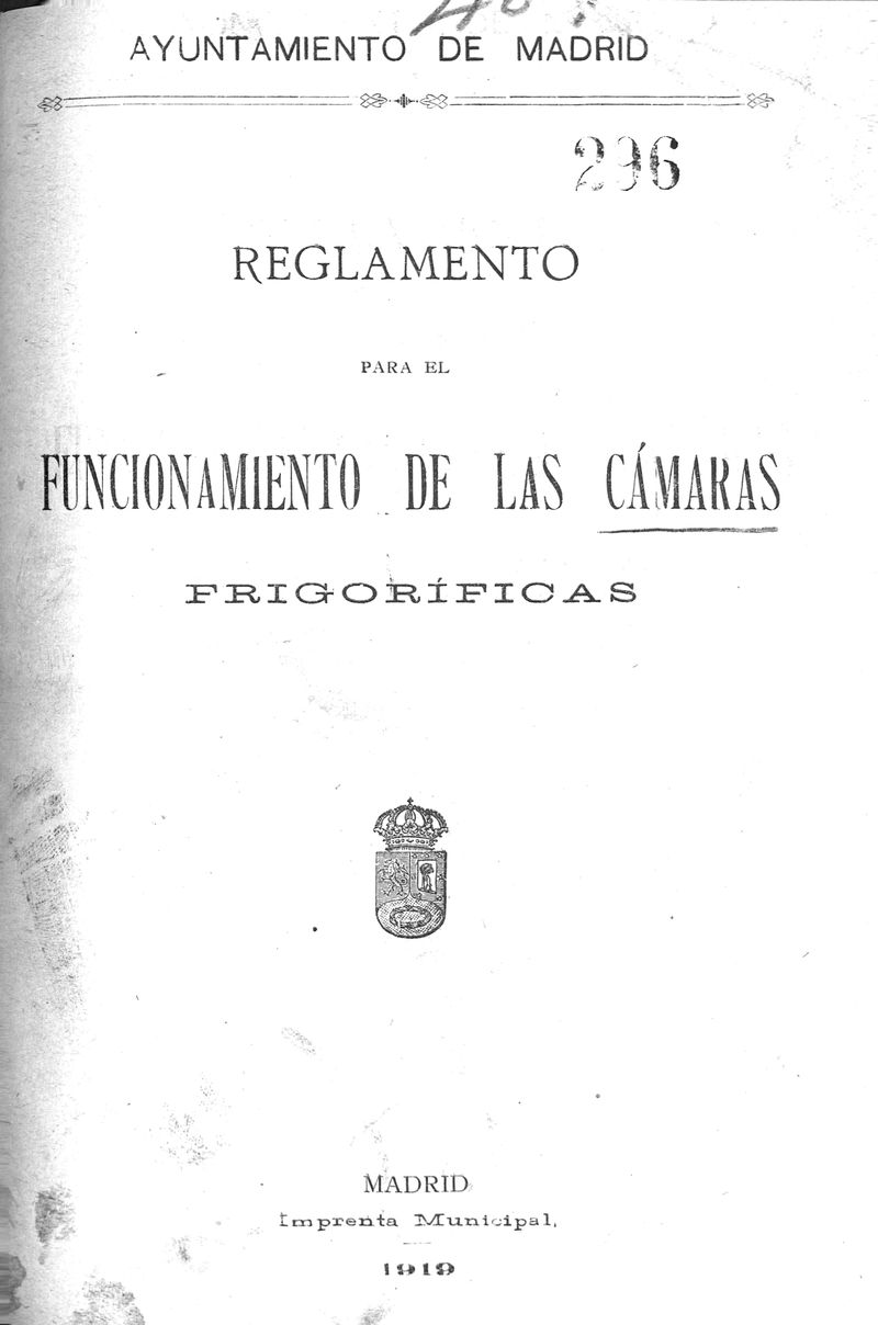 Reglamento para el funcionamiento de las cmaras frigorficas