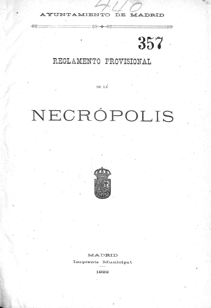 Reglamento provisional de la necrpolis