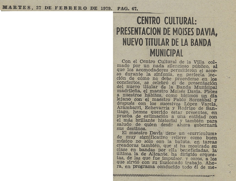 Centro Cultural: Presentacin de Moiss Davia, nuevo titular de la Banda Municipal