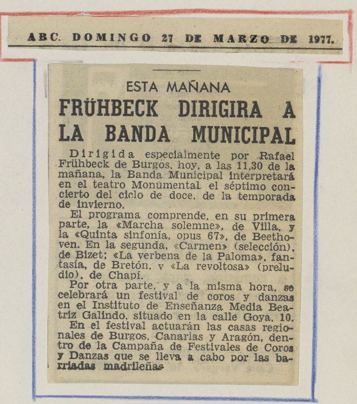 Frühbeck de Burgos dirigirá a la Banda Municipal