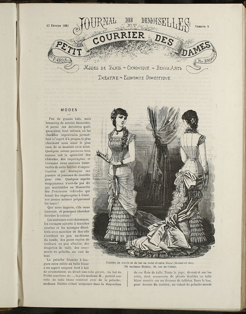 Journal des Demoiselles et Petit courrier des dames del 12 de Febrero de 1881