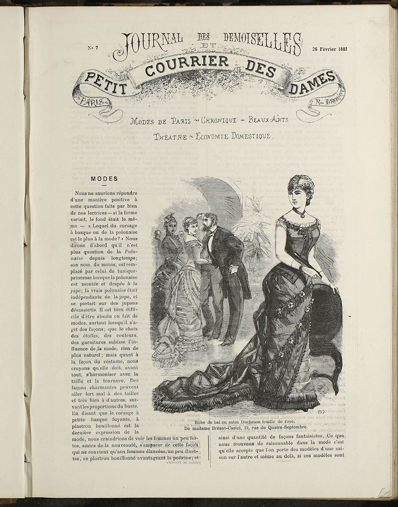 Journal des Demoiselles et Petit courrier des dames del 26 de Febrero de 1881