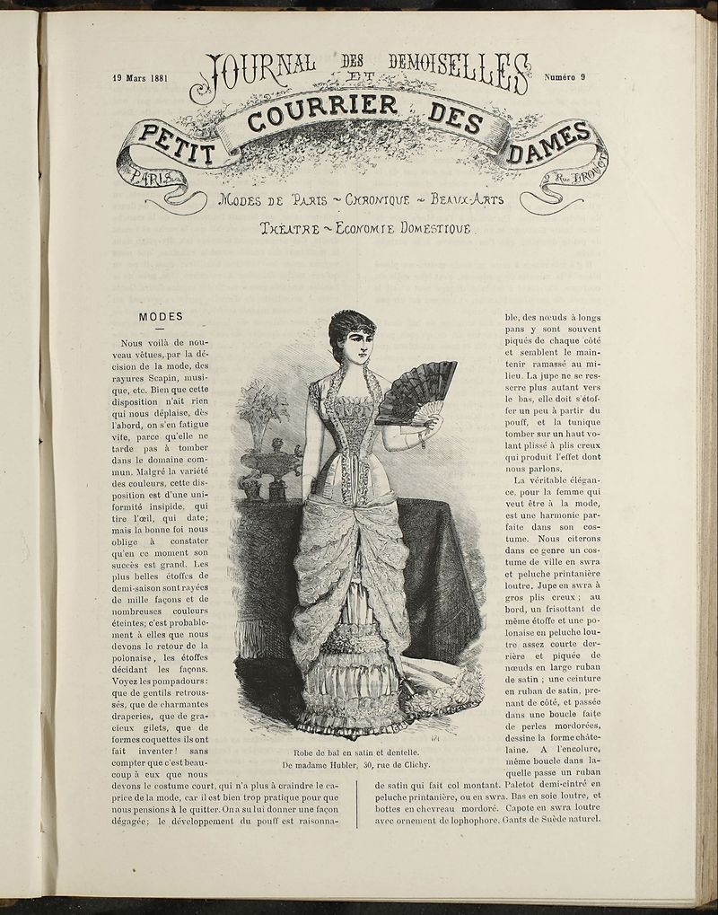 Journal des Demoiselles et Petit courrier des dames del 19 de Marzo de 1881