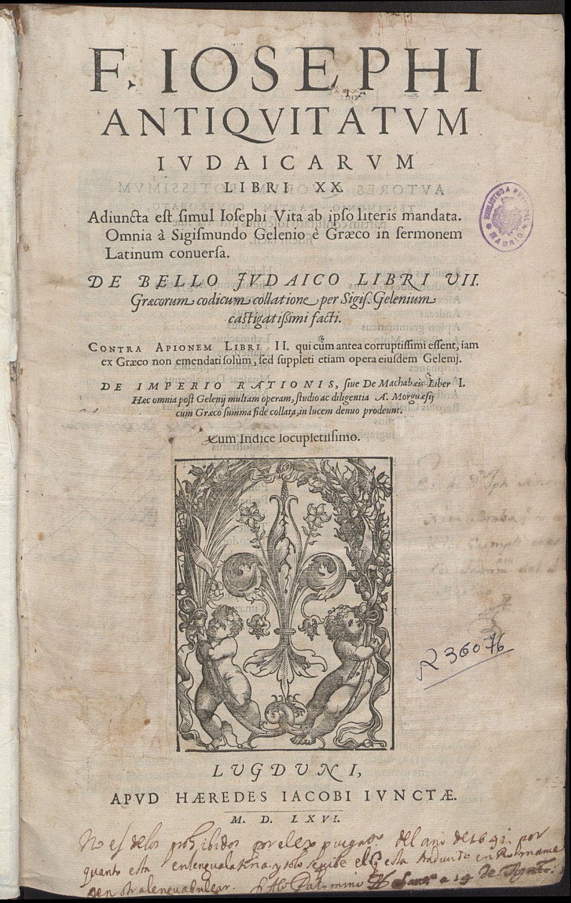 F. Iosephi Antiquitatum iudaicarum libri XX [...]