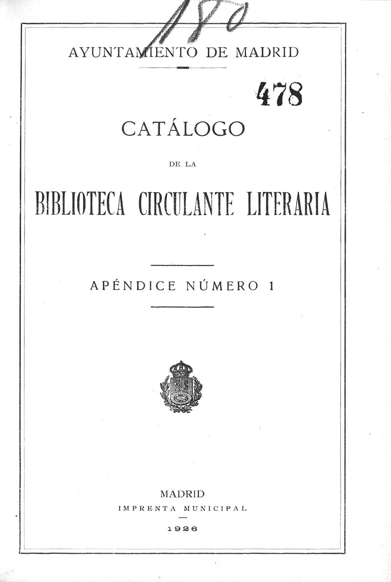 Catálogo de la Biblioteca Circulante Literaria. Apéndice número 1