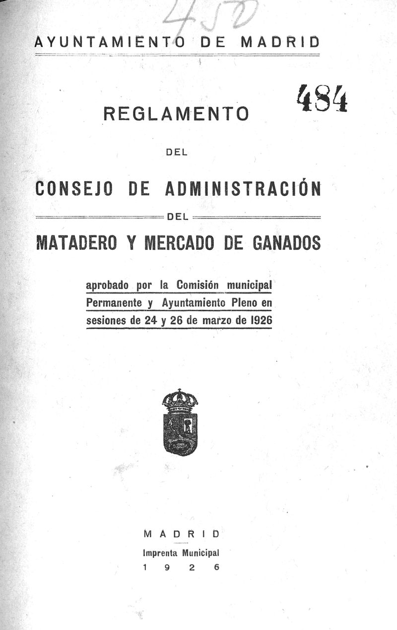 Reglamento del Consejo de Administracin del matadero y mercado de ganados