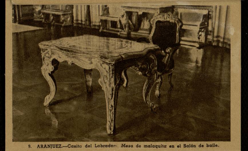 Mesa de malaquita del saln de baile de la Casita del Labrador en Aranjuez
