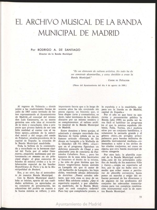 El Archivo de la Banda Municipal de Madrid