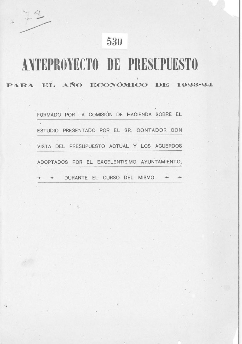 Anteproyecto de presupuesto para el ao econmico de 1923-24