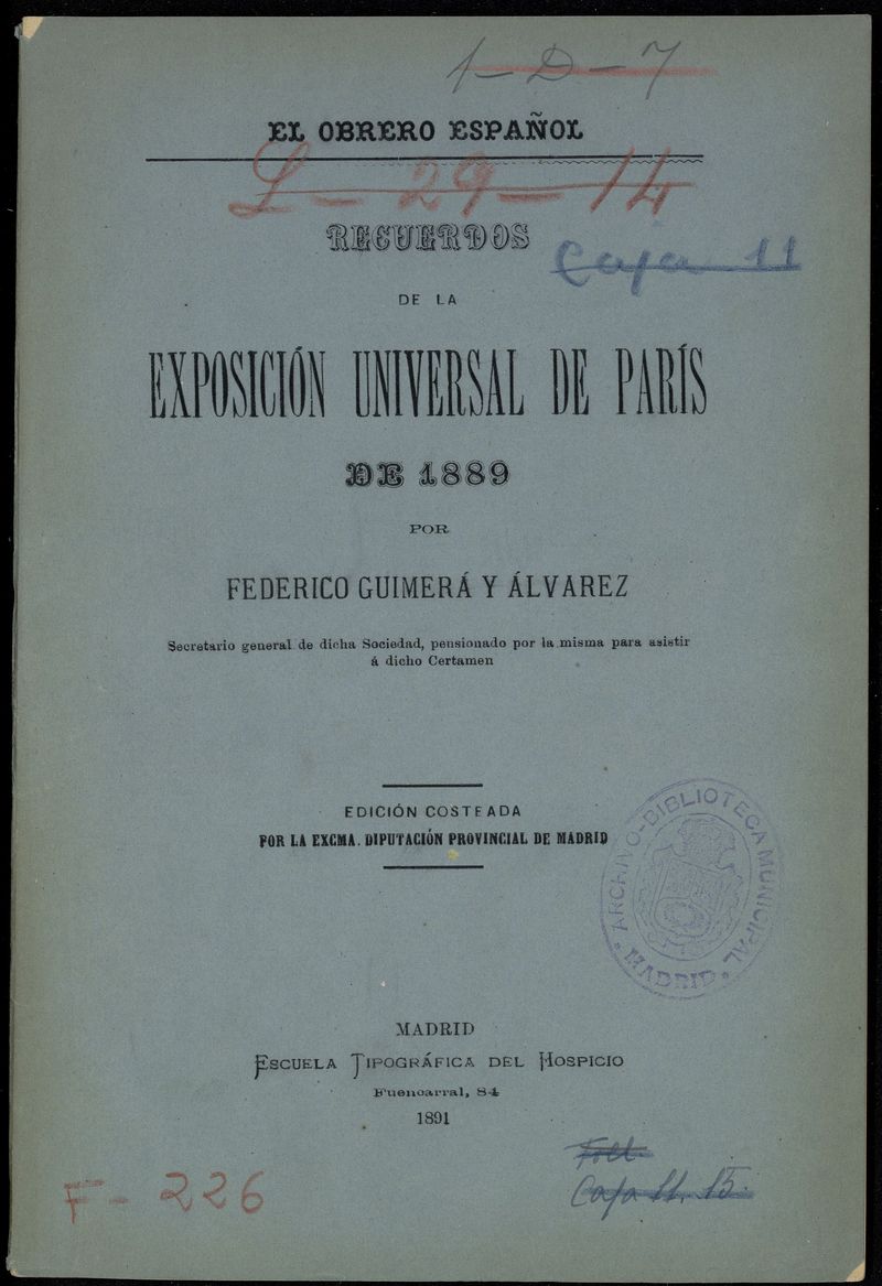 Recuerdos de la Exposicin Universal de Pars de 1889