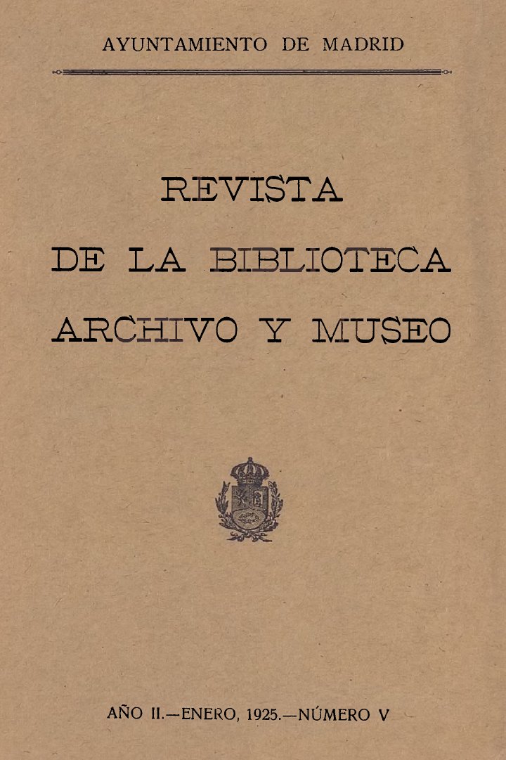 Revista de la biblioteca, archivo y museo. Enero, 1925, número 5