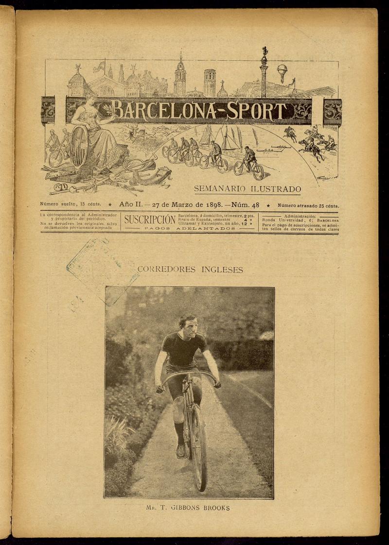 Barcelona Sport. 27 de marzo de 1898