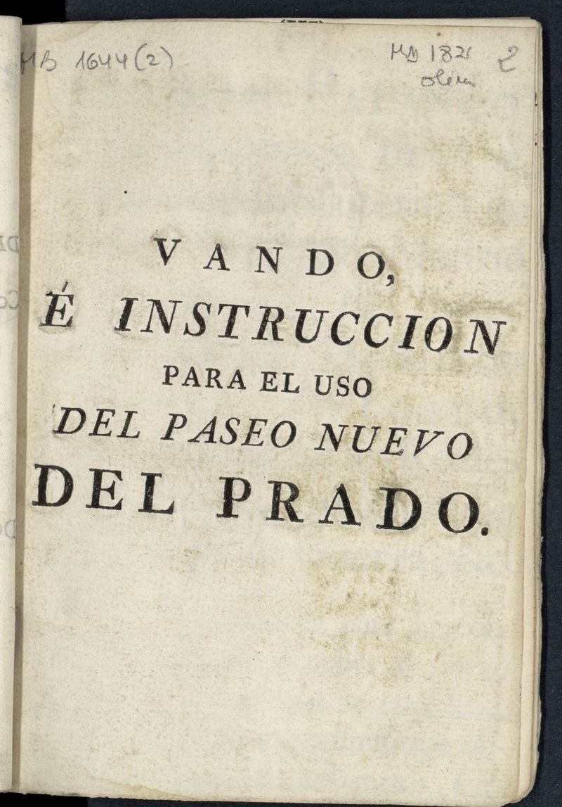 Vando,  instruccin para el uso del paseo nuevo del Prado