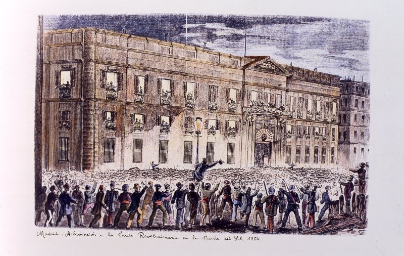 Aclamación a la Junta Revolucionaria en la Puerta del Sol. 1854