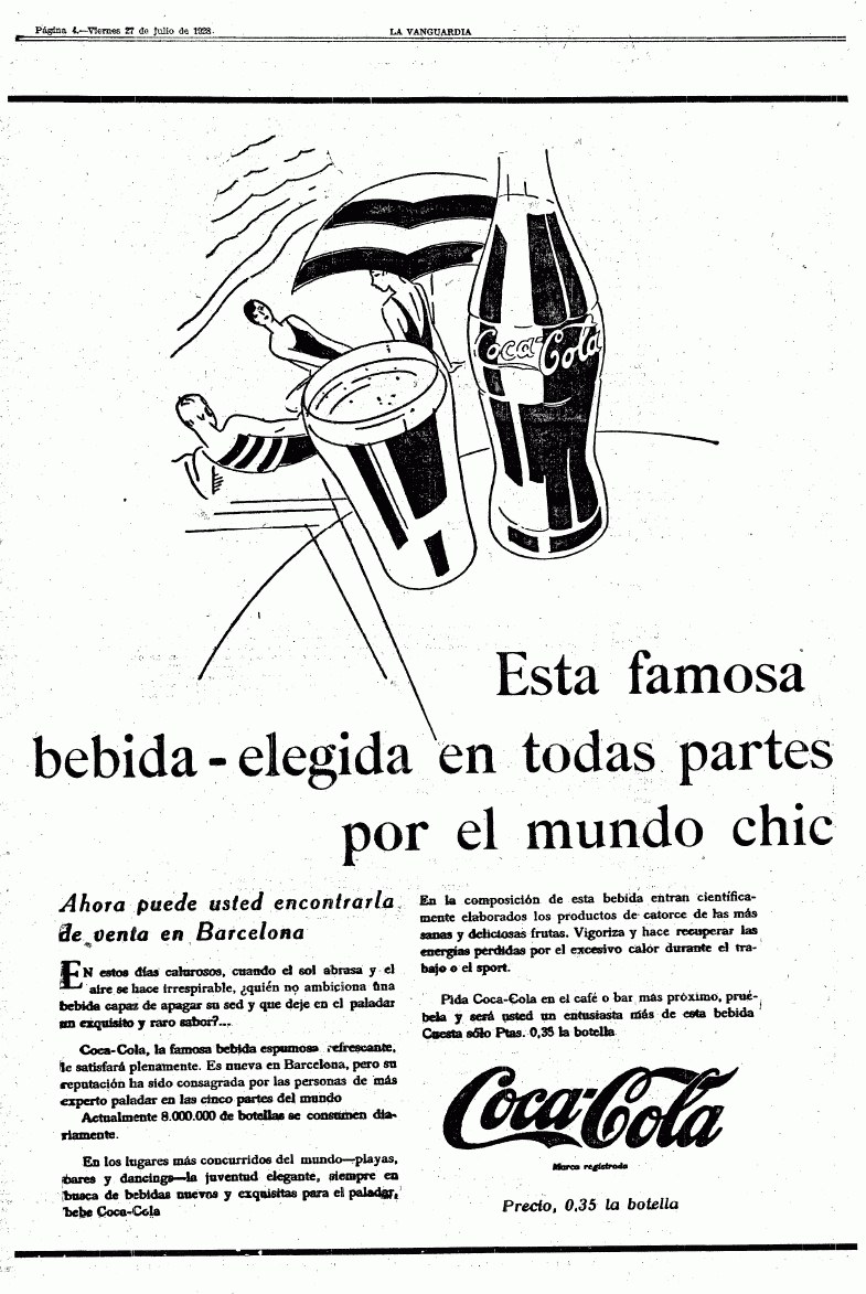 Selección de anuncio de Coca-Cola en La Vanguardia