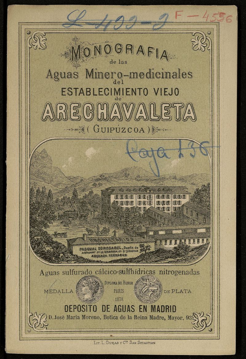 Monografía de las aguas minero-medicinales de los baños viejos de Arechavaleta, provincia de Guipúzcoa