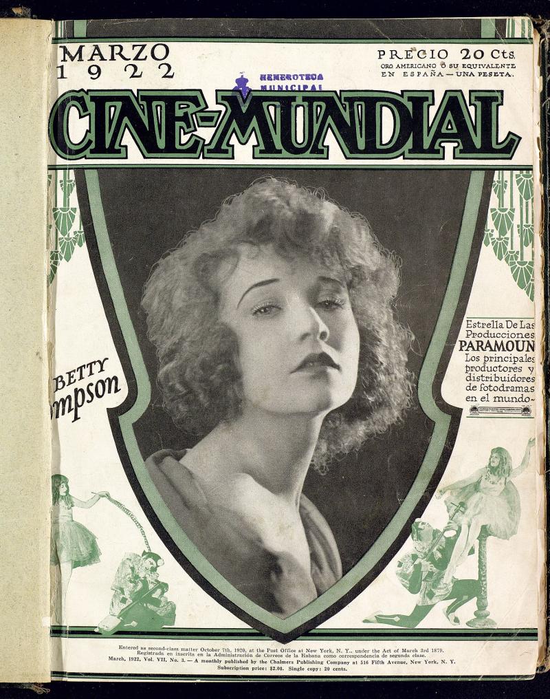 Cine Mundial, marzo de 1922
