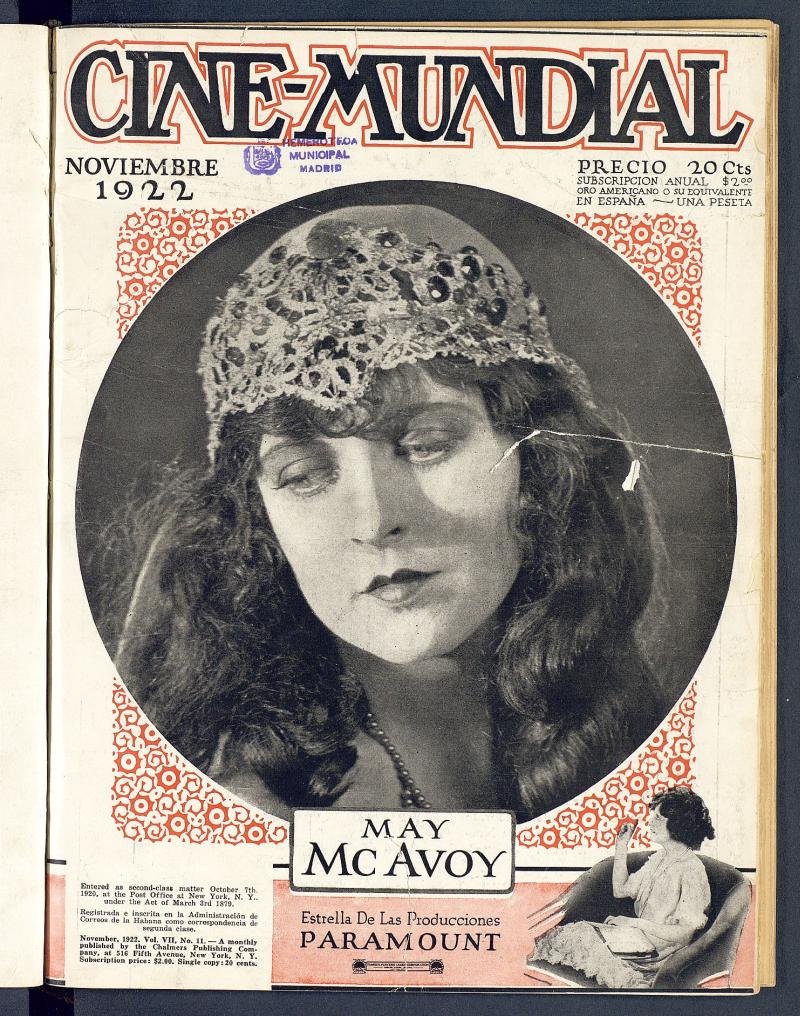 Cine Mundial, noviembre de 1922