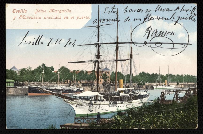Sevilla. Jahts Margarita y Maroussia anclados en el puerto