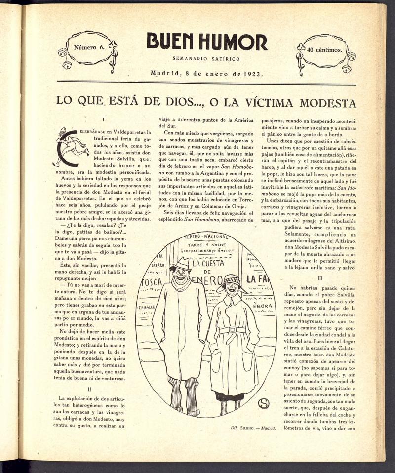 Buen Humor: semanario satrico. 8 de Enero de 1922