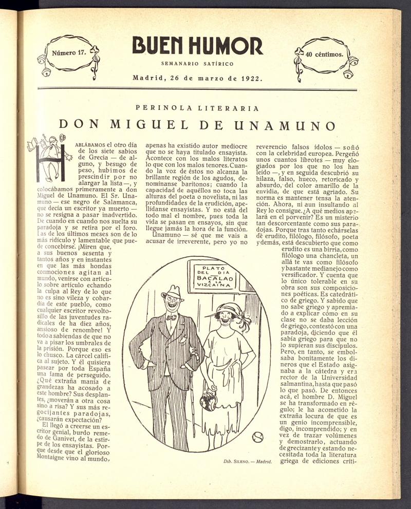 Buen Humor: semanario satírico. 26 de Marzo de 1922