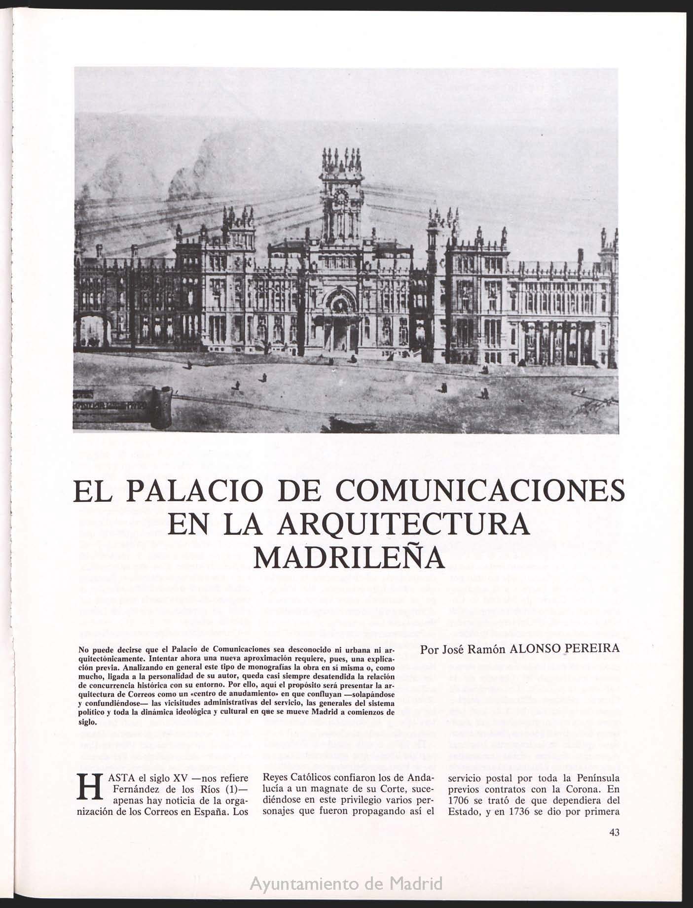 El Palacio de Comunicaciones en la arquitectura madrilea

