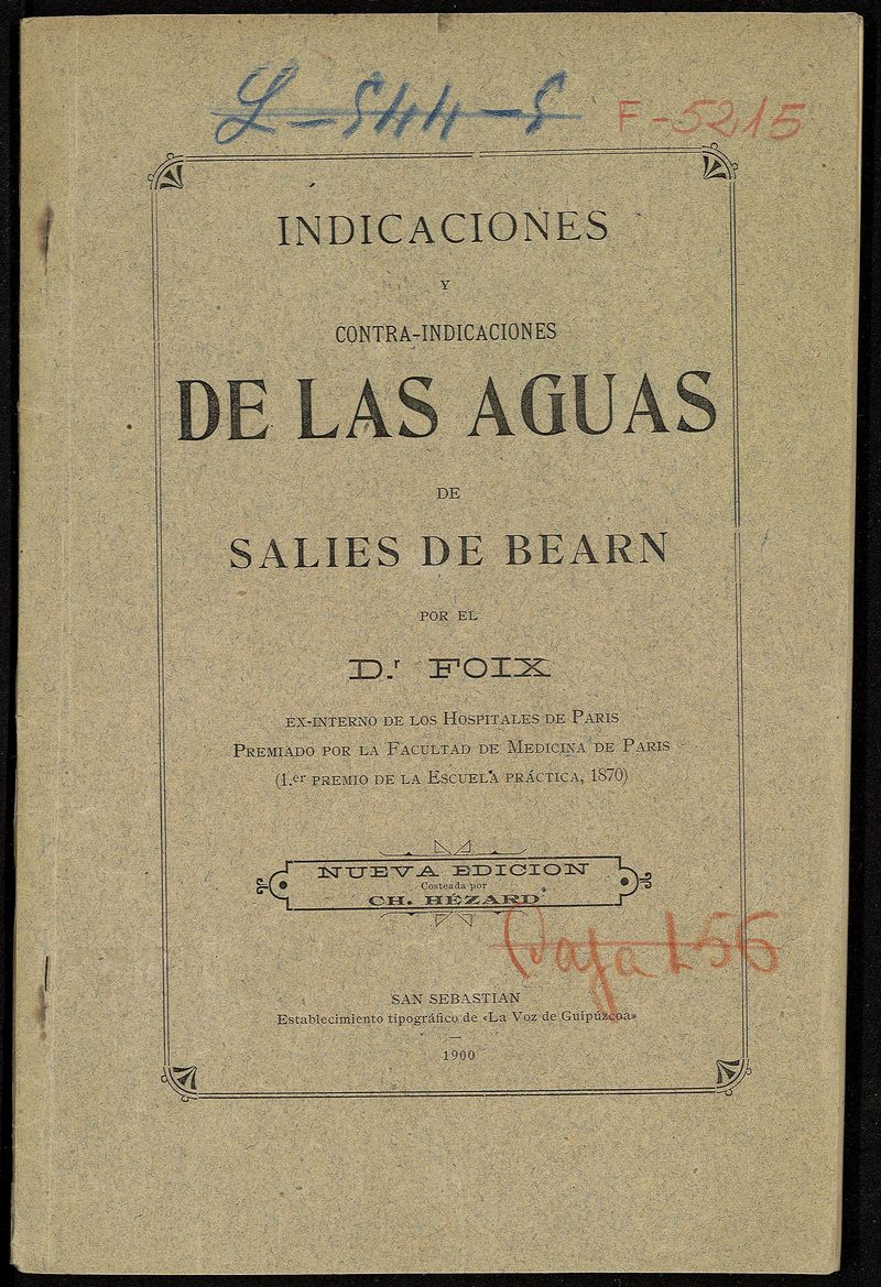 Indicaciones y contra-indicaciones de las aguas de Salies de Bearn por el Dr. Foix
