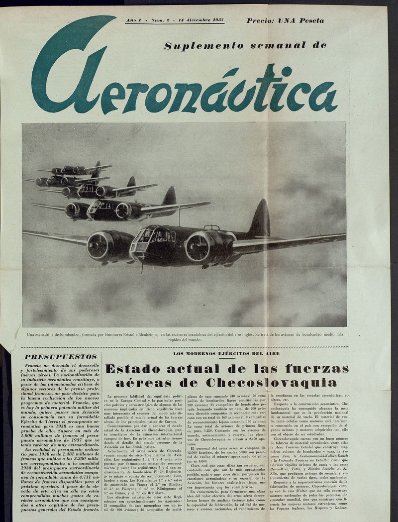 Suplemento semanal de Aeronatica : revista profesional de aviacin. 14 de diciembre 1937